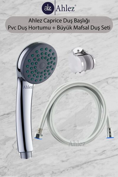 Ahlez Caprice Duş Başlığı Pvc Duş Hortumu Büyük Mafsal Duş Seti Duş Takımı
