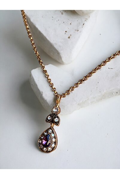 FAYRA ACCESSORIES Kristal Taşlı Küçük Su Damlası Kolye