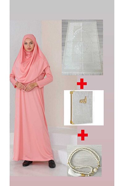 medipek Düz namaz elbisesi yasin,seccade ve 99'luk inci tesbih