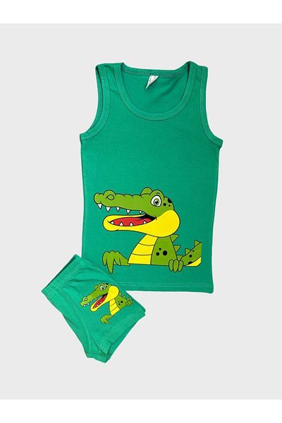 elmas kids Set boxer pentru băiat din bumbac cu model verde dinozaur