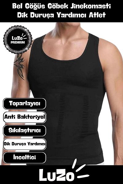 LuZo Men's Corset Athlete - Premium Series, Upright Posture, Gynecomastia, Lifting, Extra Belly, Firming