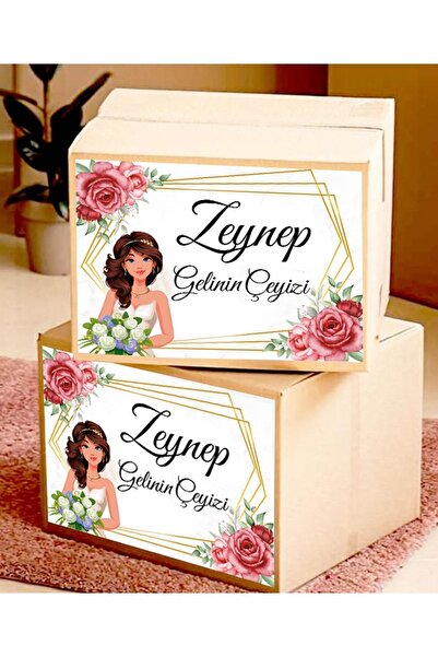 Dijital Baskılı Ürünler Gelin Çeyiz Koli Etiketi--a4--10 Adet--kişiye Özel-de...