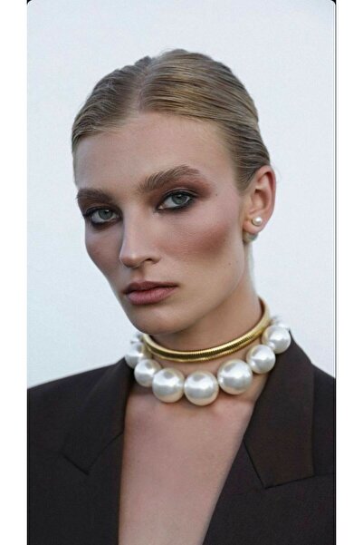 Jerberaa takı büyük inci kolye (20mm) choker kolye