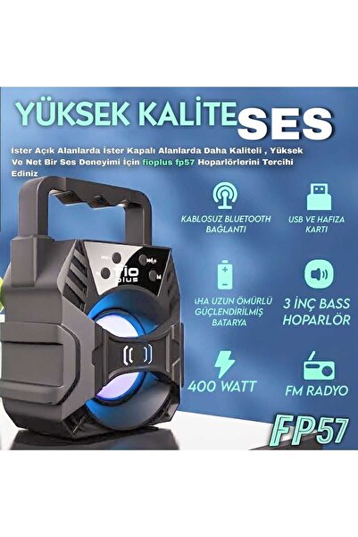 FİOPLUS 1057 Işıklı Bluetooth Hoparlör Taşınabilir Kablosuz Ses Bombası Speaker