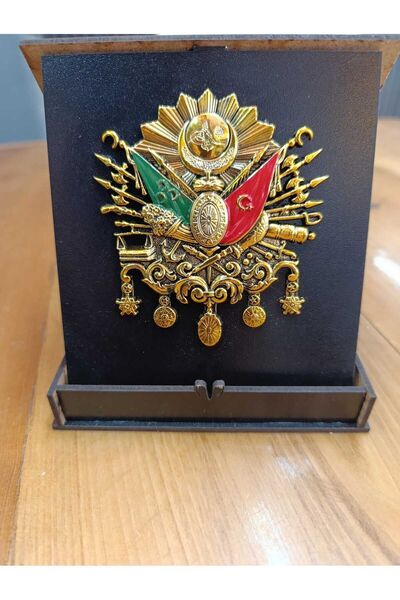 yeditepe osmanlı Osmanlı Tuğra Bayrak Masaüstü ve Dolap Üzeri MDF Şilt - 14 c...