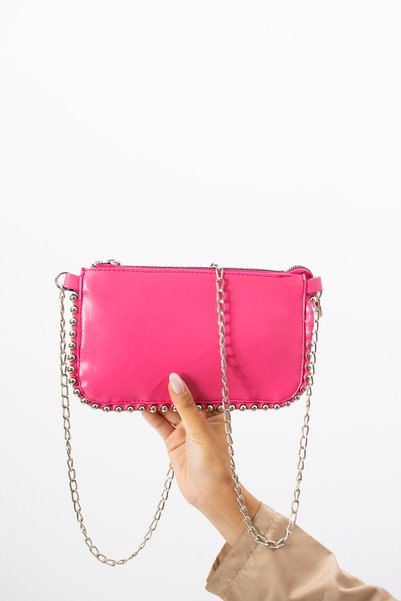 vagues Fuchsia Mini Beaded Single Eyed Women's Hand and Shoulder Bag
