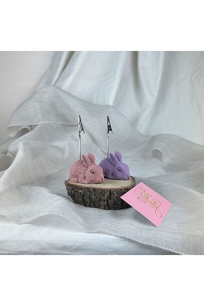 oasis decoration Antique Pink - Purple Rabbit 2 Piece Note Holder Set, Photo Holder