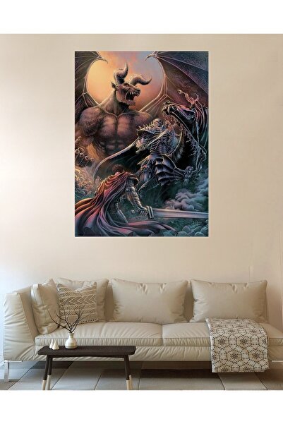 owl bag Anime Berserk and horse rider Desenli Tasarım Duvar Halısı