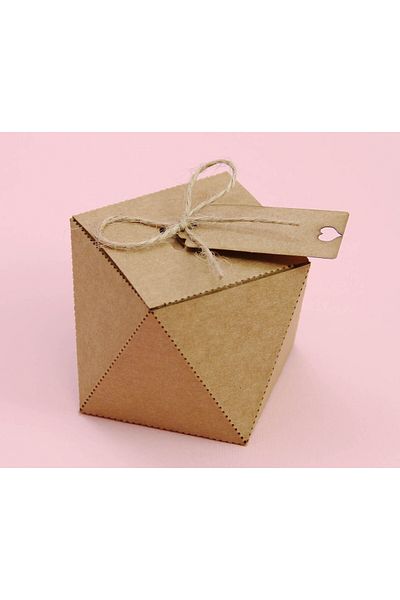 Tasarım Şeker 25 Pieces Diamond Shaped Kraft Cardboard Box - Henna Cookie Candy and Gift Box