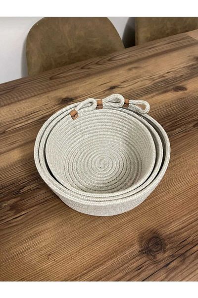 eftlyhome Set of 3 Wicker Basket Set - 25x10, 23x9, 20x8 Model Bathroom and Kitchen Organization Handmade Decorative