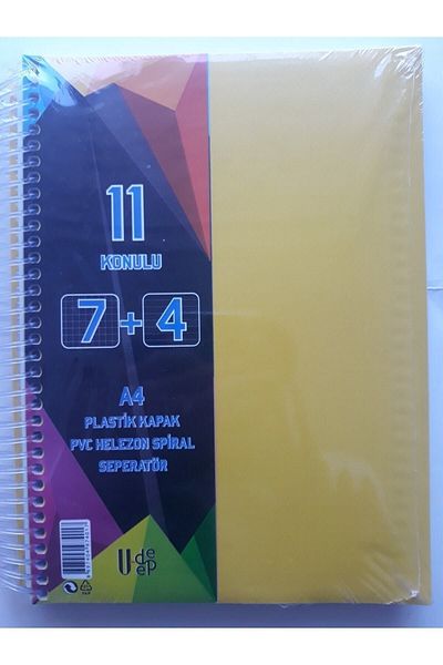 Umut دفتر ملاحظات U-deep مقاس A4 كبير الحجم مكون من 275 ورقة مع غطاء بلاستيكي حلزوني و7 مربعات + 4 خطوط