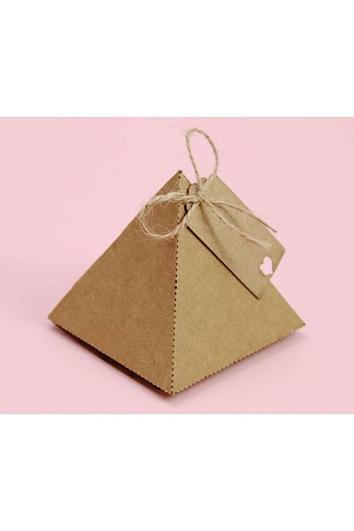 Tasarım Şeker 25 Pyramid Shaped Kraft Cardboard Boxes - Henna Cookie Candy and Gift Box