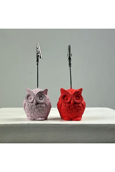 oasis decoration Owl Note Holder Set of 2 (pink - Coral)