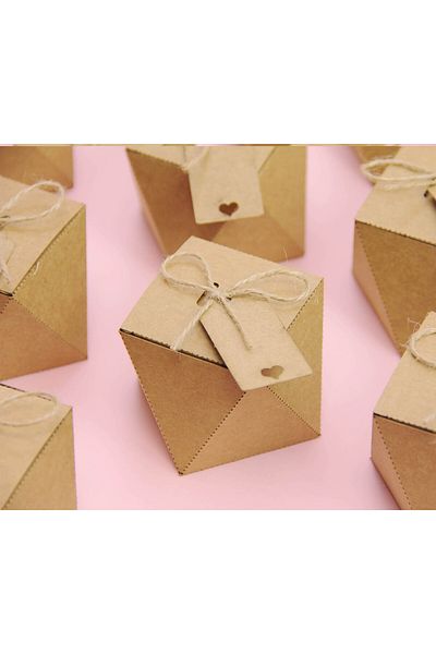 Tasarım Şeker 25 Pieces Diamond Shaped Kraft Cardboard Box - Henna Cookie Candy and Gift Box