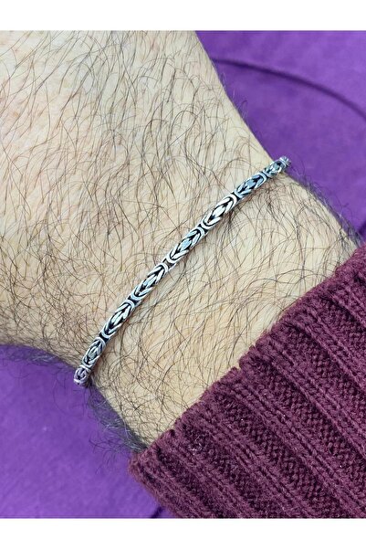 Sultan Telkari 925 Ayar Gümüş 3 Mm Kral Erkek Bileklik 21 Cm St20201670b