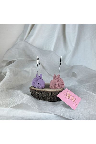 oasis decoration Antique Pink - Purple Rabbit 2 Piece Note Holder Set, Photo Holder