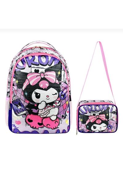Kids Școală și cutie de prânz cu sclipici Kuromi