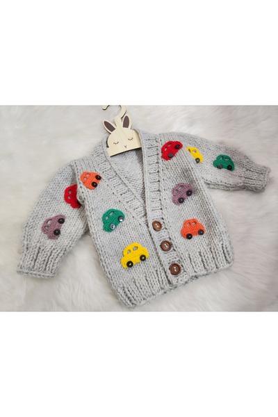 El örgüsü Hand Knitted Baby and Kids Cardigan with Trolley