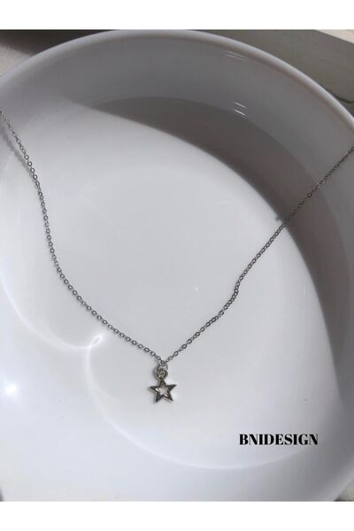 bnidesign قلادة ستار مينيمال فضية اللون للجنسين