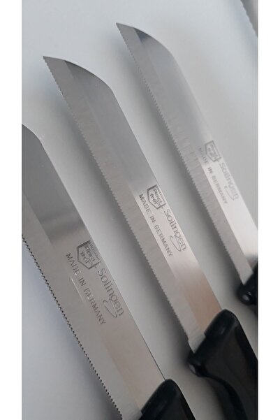 Solingen 3 Ebruli Siyah Meyve Bıçağı, Düz Soyacak Ve Mikro Tırtıklı Doğrama Bıçağı Seti