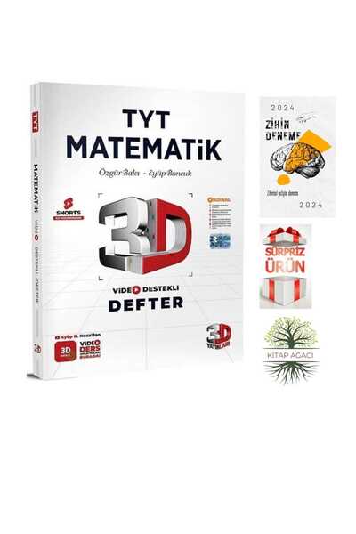 Karma Kitaplar 3D YAYINLARI TYT MATEMATİK VD DEFTERİ+ZİHİN DENEME+HEDİYE(KİTAPAGACI)YENİ1