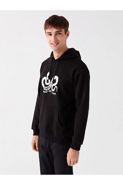 LC Waikiki LCW Casual - Νέο ανδρικό φούτερ με μαύρη στάμπα, μακρυμάνικο