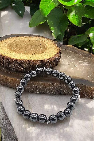 NBS Beautiful Naturel Stones Hematite Natural Stone Bracelet 8 mm