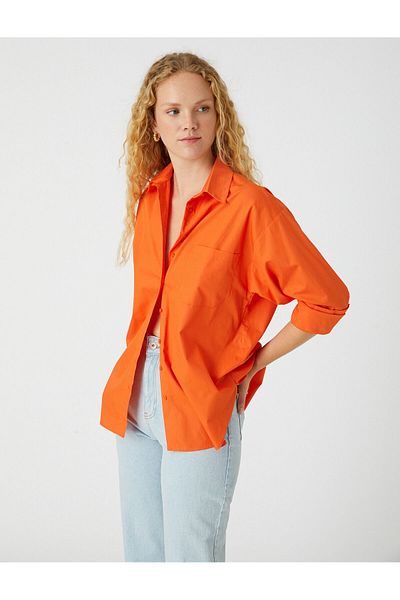 Koton Cămașă de îmbrăcăminte pentru femei 3WAK60012PW Orange Orange