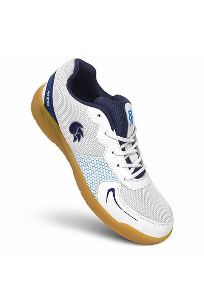 DSC Akido Badminton Shoes | Color: White-Navy-Crepe | Size: 9UK/10US/43EU