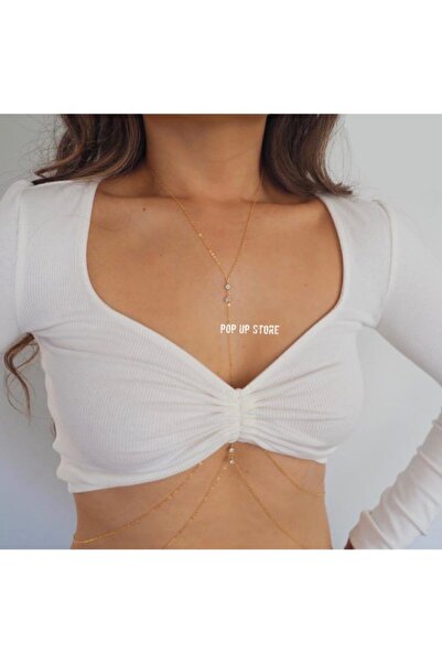 pop up store Gold Kristal Taşlı Vücut Aksesuarı