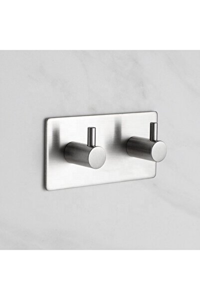 DELTAHOME Paslanmaz Çelik Yapışkanlı Bornoz Askısı Ve 2 Adet Havluluk Set Anında Kolay Montaj Vida Yok!