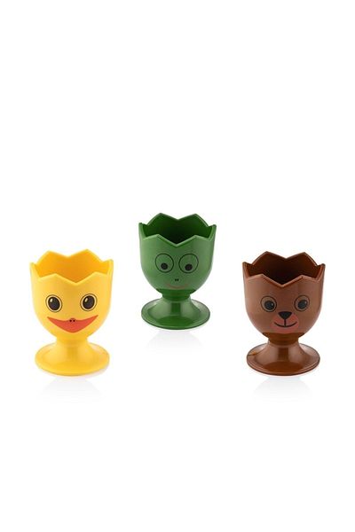 Qlüx Egg Cup Set 3 Pieces Cute (Funny) Egg Cup Set for Kids