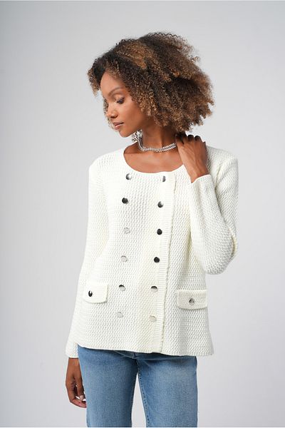 Hopoi Double Breasted Women's Cardigan with Metal Buttons