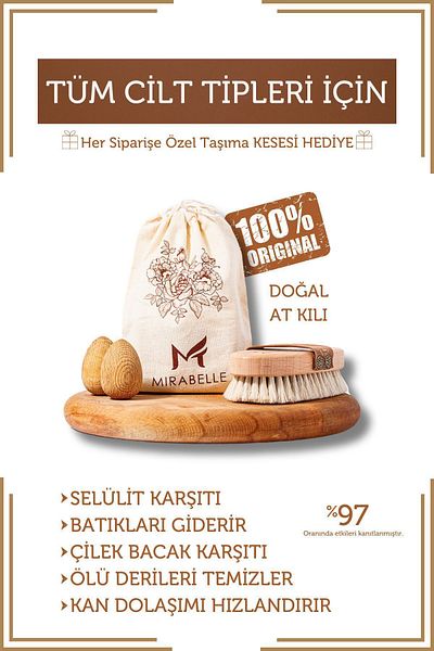 Mirabelle Anti-Cellulite 100% Natural Horsehair Cellulite Brush