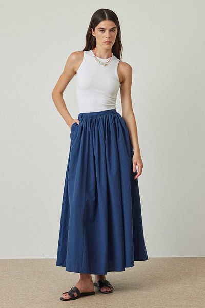 Hooopstore Μπλε φούστα Navy - Gather Λεπτομερής