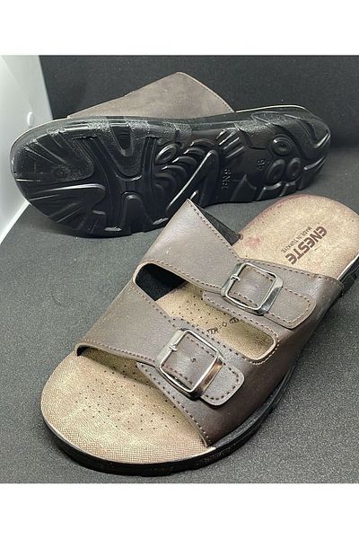 GENÇ Men's Slippers Eneste - Large Size, Double Buckle Adjustable
