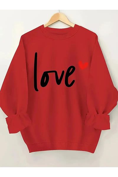 DAXİS Sportwear Company Love Printed Women's Sweatshirt - Crew Neck