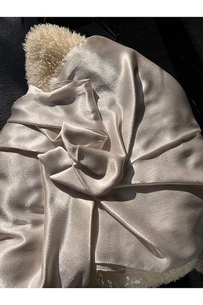 ahhu Janjan Patterned Shiny Satin Hijab Evening Dress Shawl