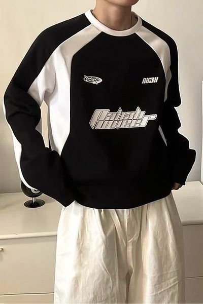 EFBUTİK Ah3H Paheh Sweatshirt - Black and White Sleeve Striped