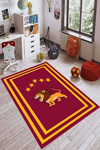 Lizia Home Kaymaz Taban Makinede Yıkanan Taraftar Halısı Aslan Kd106