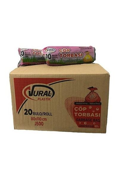 Vural Kumsal Industrial Jumbo Garbage Bag 80x110 Cm 500 gr Black 20 Pack -v