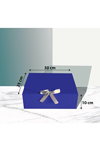 BAŞAK GÜMÜŞ KURDELELİ LACİVERT HEDİYE KUTUSU