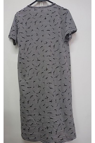 Flamingo Black and White Short Sleeve Combed Cotton Nightdress - Beach and Home Dress