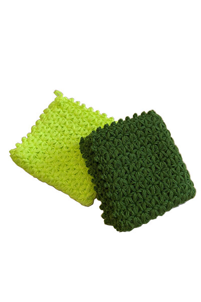 Pafuli مجموعة ليفة حمام مكونة من قطعتين باللون الأخضر النيون والأخضر الداكن