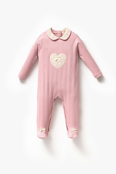 Minipodyum Uzun Kollu %100 Pamuk Bebe Yaka Hediyelik Kız Bebek Patikli Tulum ...