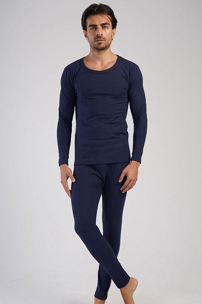 cotonhause Ανδρικά θερμικά εσώρουχα Navy Blue - Κεντημένα με διπλή πέτρα, απαλή υφή C8T5N1O504