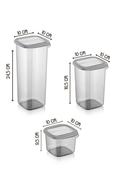 Kitchen Life 24-Piece Labeled Square Food Storage Container Set x8 (550ml-1200ml-1750ml) Jar with Hard Lid