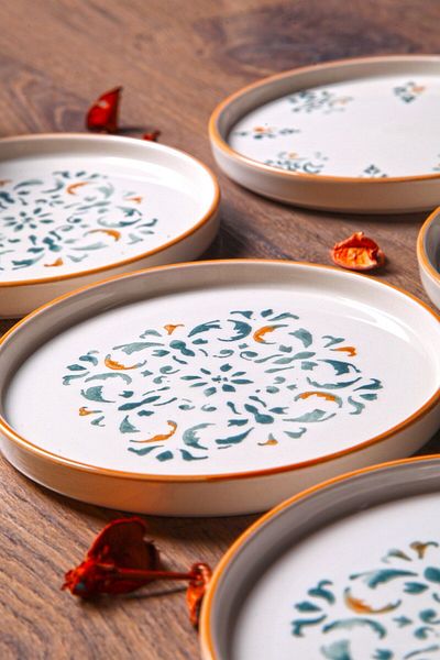 Kitchen Life طقم أطباق كيك D-Harma قابلة للتعبئة مقاس 16 سم - 6 قطع من أطباق الحلوى المصنوعة يدويًا بتصميم خاص