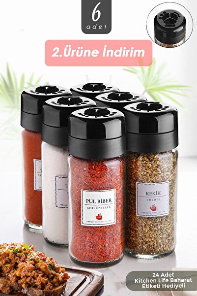 Kitchen Life Set de 6 recipiente de sticlă de dimensiuni mari pentru condimen...