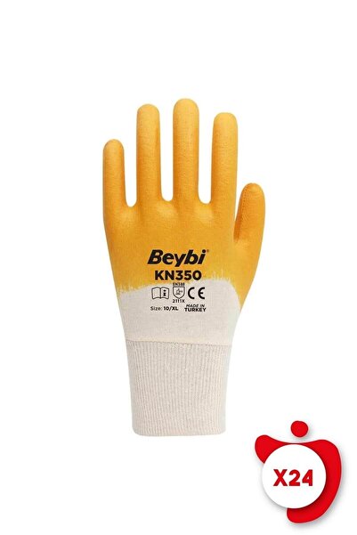 Beybi Kn350 Sarı Pamuk Nitril Iş Eldiveni 10 Beden 24 Çift